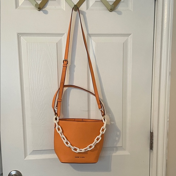 Anne Klein Orange Crossbody Bag with Chain Detail - Picture 1 of 6